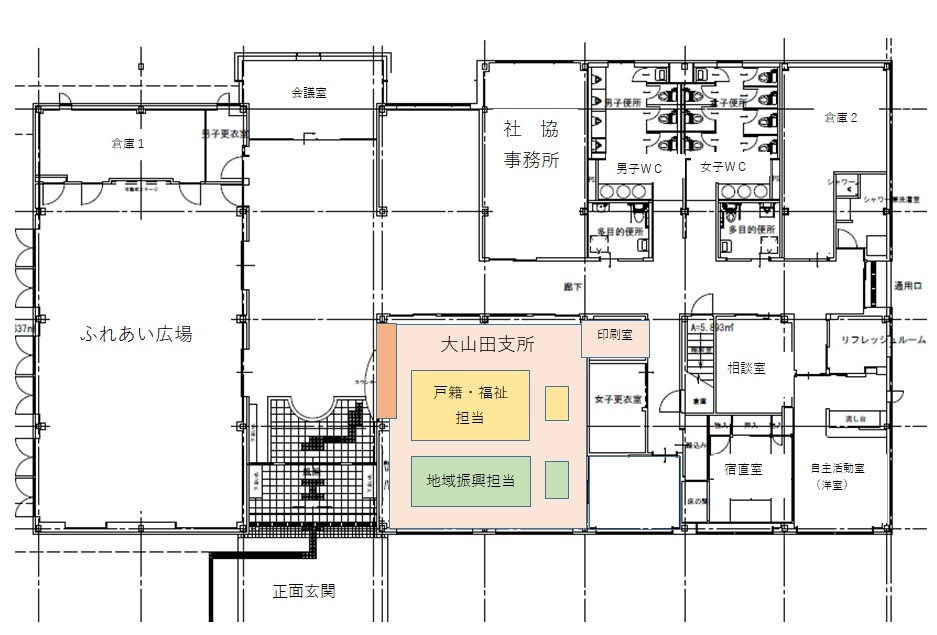 大山田支所の庁舎案内図画像