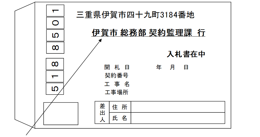 封筒記入例の表面