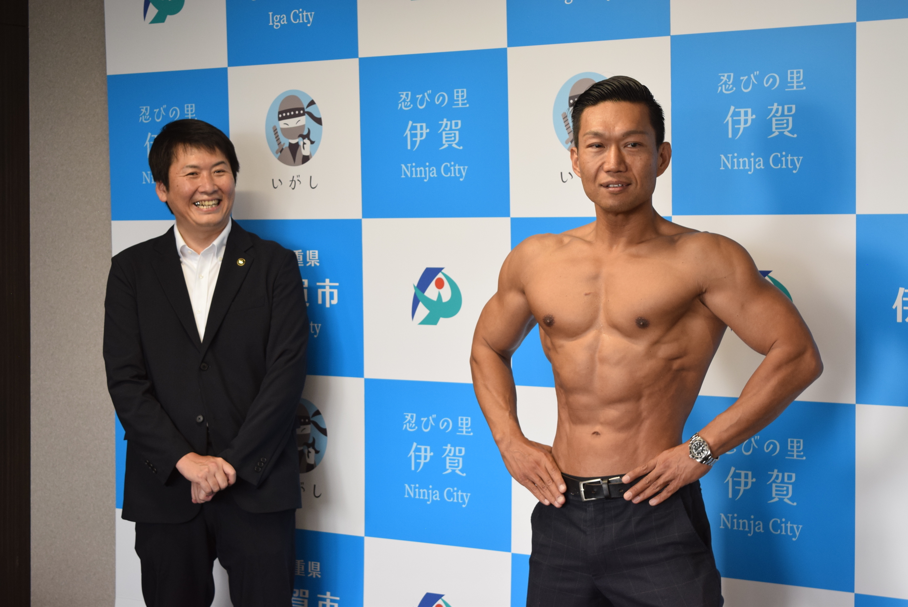 市長と中澤選手